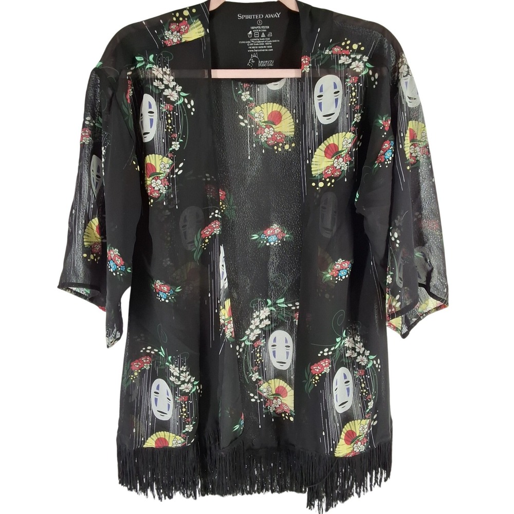 Her Universe Spirited Away No Face Kimono Cardigan Black Fringe Studio Ghibli S